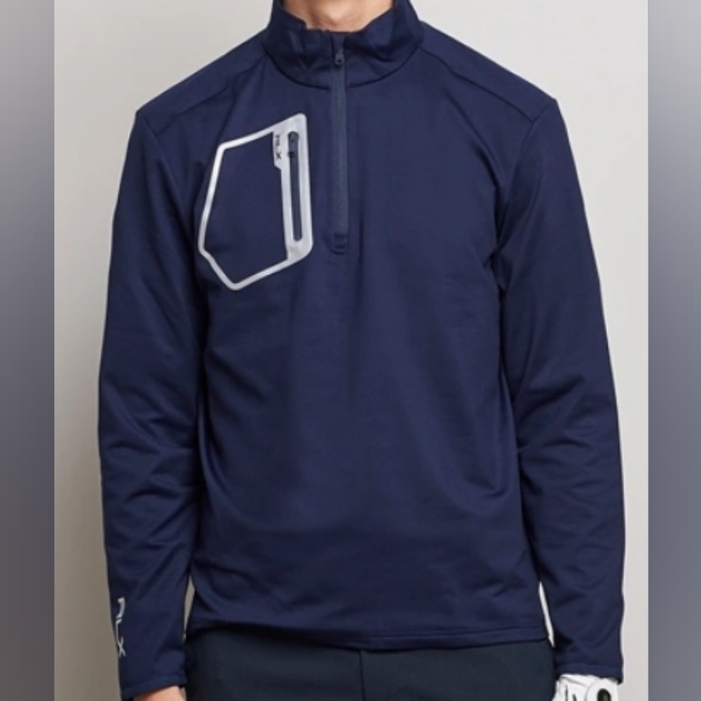 RLX RALPH LAUREN Jersey Half-Zip Golf Top Polyester-Elastane Navy XL US Open